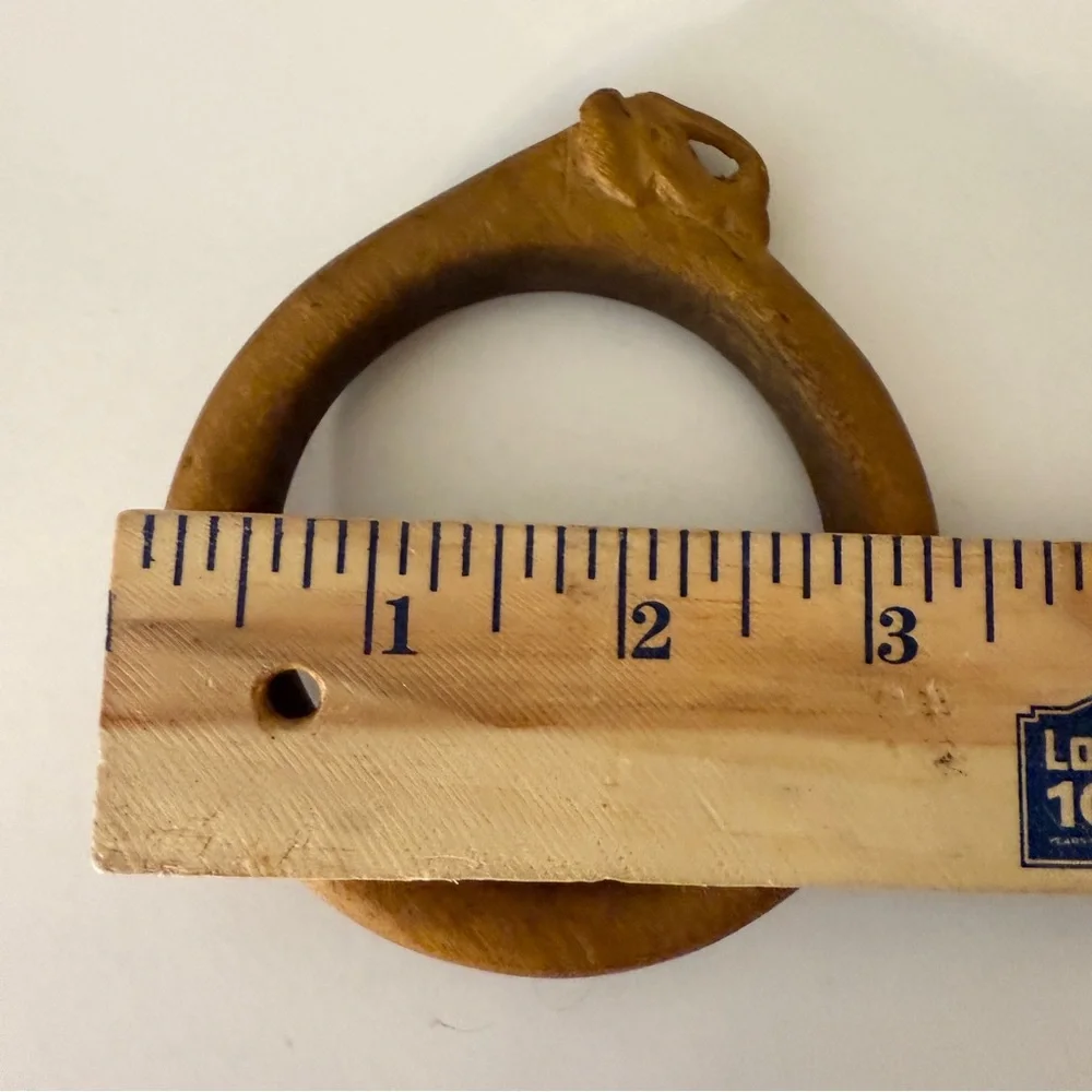 Vintage Hand Carved Elephant Wood Bracelet Animal Bangle‎ Boho Hippie Nature Tan - Picture 5 of 5